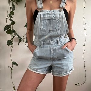 Topshop jean overall shorts